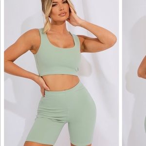 Sage green cycling bike short set